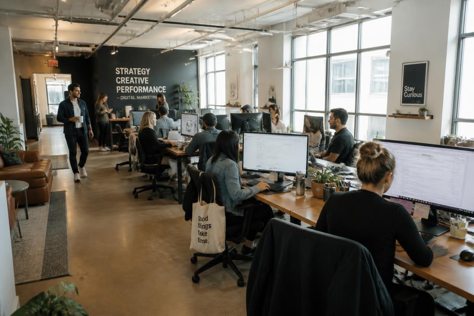 Operação da Orizon em escala: time trabalhando no open office